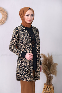 Uygun Fiyatlı LEOPAR DESEN SAL YAKA ICLI CEKET  LEOPAR | Loccomoda.com 