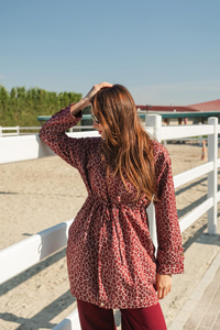 Leopar Desenli Ceket Bordo