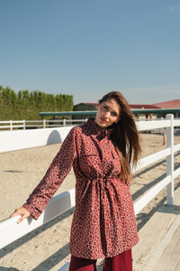 Leopar Desenli Ceket Bordo