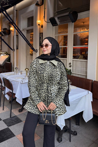 Leopar Desenli Fermualı Trenç Yeşil