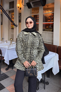 Leopar Desenli Fermualı Trenç Yeşil