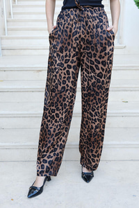 Leopar Desenli Pantolon Kahverengi