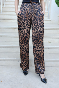 Leopar Desenli Pantolon Kahverengi