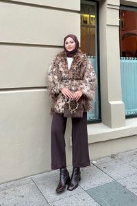 Leopar Kemer Detay Kürk Kahverengi