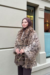 Leopar Kemer Detay Kürk Kahverengi