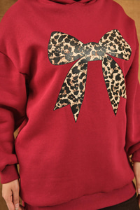 Leopar Kurdele Detaylı Sweat Kırmızı