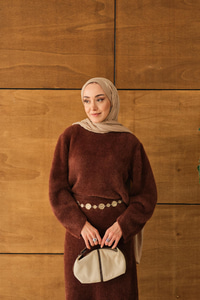 Lotus Etekli Takım Kahverengi