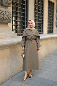 Lovise Rüzgarlık Elbise Fıstık Yeşil