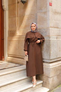 Lovise Rüzgarlık Elbise Kahverengi