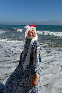 Luisida Desenli Elbise Mavi