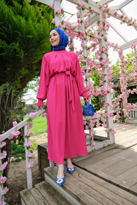 MANSET GIPELI ELBISE FUSYA