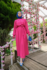 MANSET GIPELI ELBISE FUSYA