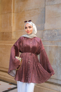 Margela Desenli Dik Piliseli Gömlek Kahverengi