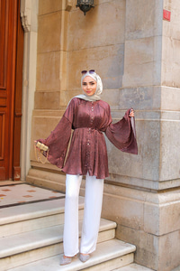 Margela Desenli Dik Piliseli Gömlek Kahverengi