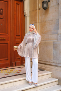 Margela Desenli Dik Piliseli Gömlek Taş