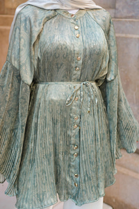 Margela Desenli Dik Piliseli Gömlek Yeşil