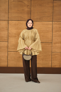 Martha Düğmeli Belden Bağlamalı Gömlek Yağ Yeşil