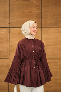 Martha Düğmeli Belden Bağlamalı Gömlek Bordo