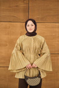 Martha Düğmeli Belden Bağlamalı Gömlek Yağ Yeşil