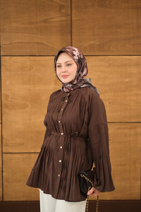 Martha Düğmeli Belden Bağlamalı Gömlek Kahverengi