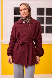 Martha Kol Ve Sırt Büzgülü Ceket  Bordo