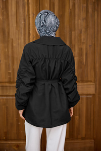 Martha Kol Ve Sırt Büzgülü Ceket  Siyah