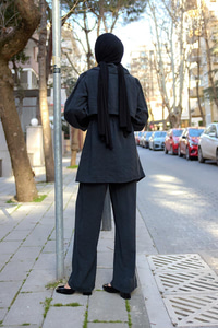 Mely Asimetrik Yakalı Alerli Takım Siyah