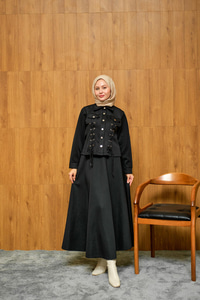 Menra Kuşgözü Detaylı Takım Siyah