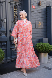 Mercan Desen Elbise  Kırmızı