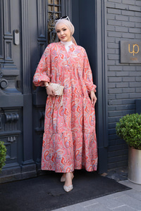 Mercan Desen Elbise  Kırmızı