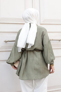 Mermer Desen Gömlek Haki Yeşil