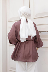 Mermer Desen Gömlek Kahverengi