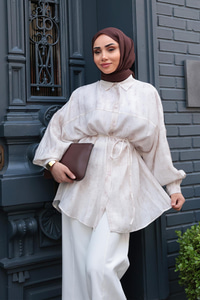 Mermer Desen Gömlek Krem