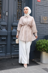 Mermer Desen Gömlek Vizon