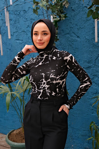 MERMER DESENLI BADY SIYAH