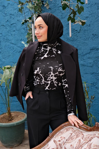 MERMER DESENLI BADY SIYAH