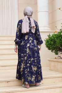 Mermer Model Elbise Altın Sarı