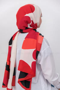 Uygun Fiyatlı MINIMAL DESEN SAL KIRMIZI-BEYAZ | Loccomoda.com 