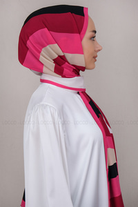 Uygun Fiyatlı MINIMAL DESEN SAL PEMBE-BEYAZ | Loccomoda.com 