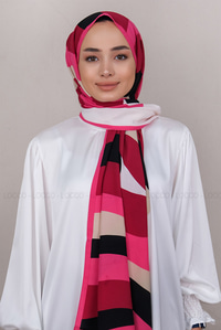 Uygun Fiyatlı MINIMAL DESEN SAL PEMBE-BEYAZ | Loccomoda.com 