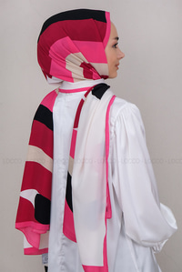 Uygun Fiyatlı MINIMAL DESEN SAL PEMBE-BEYAZ | Loccomoda.com 