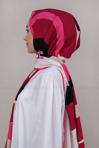 Uygun Fiyatlı MINIMAL DESEN SAL PEMBE-BEYAZ | Loccomoda.com 