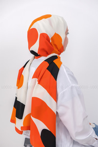 Uygun Fiyatlı MINIMAL DESEN SAL TURUNCU-BEYAZ | Loccomoda.com 