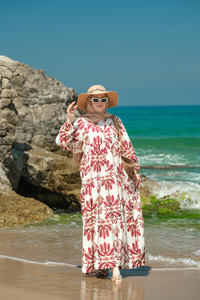 Mozaik Desen Elbise Bordo