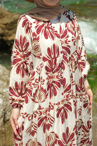 Mozaik Desen Elbise Bordo