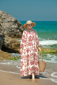 Mozaik Desen Elbise Bordo