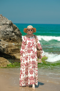 Mozaik Desen Elbise Bordo