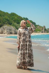 Mozaik Desen Elbise Yeşil