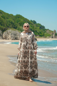 Mozaik Desen Elbise Yeşil