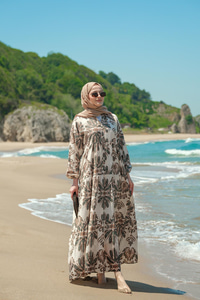 Mozaik Desen Elbise Yeşil